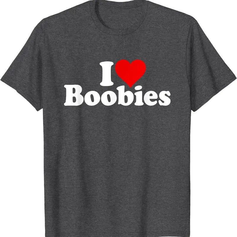I LOVE HEART BOOBIES T-Shirt | Unisex Cotton Tee, Size S-5XL Hoodie, Sweatshirt | GrindPrints.com