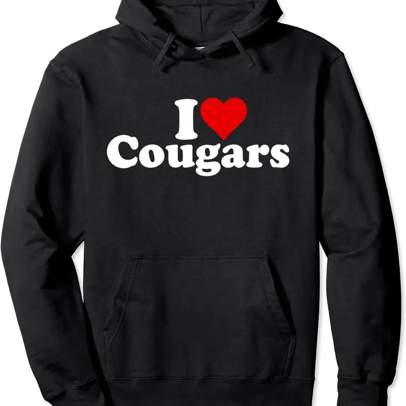 I LOVE HEART COUGARS SEXY OLDER WOMEN Pullover Hoodie | Unisex Hooded Sweatshirt T-Shirts | GrindPrints.com