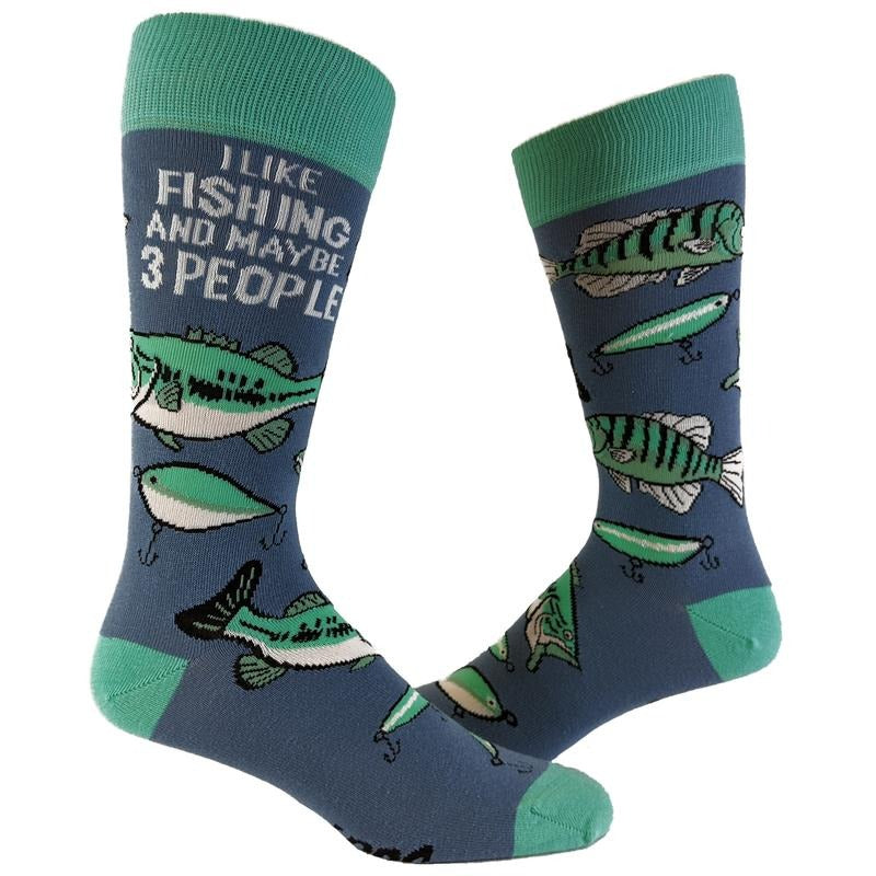 I Like Fishing And Maybe 3 People Socks Funny Hunting Fathers Day Dad Footwear Funny Graphic Socks Comfortable Fitted...