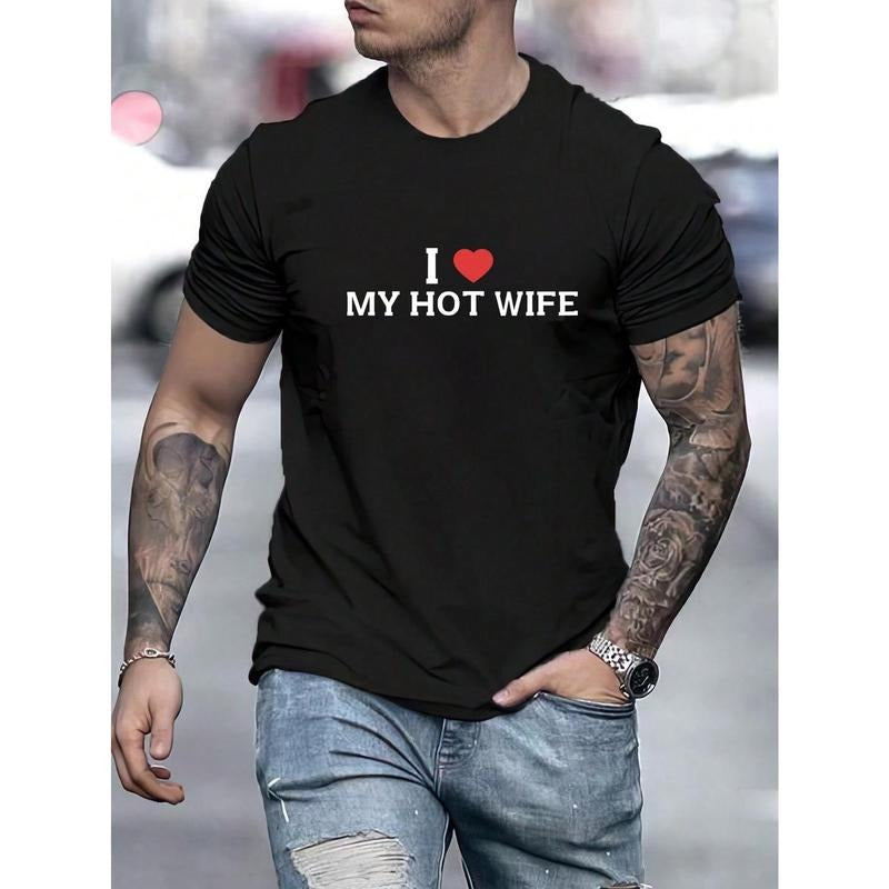 I Love  HOT WIFE Men Letter Graphic Tee Made in USA i love my gf shirt Hoodie, Sweatshirt | GrindPrints.com
