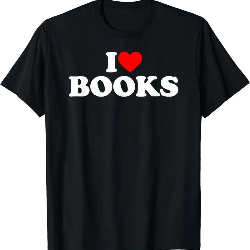 I Love Books, I Heart Books T-Shirt | Unisex Cotton Tee, Short Sleeve, Size S-5XL Hoodie, Sweatshirt | GrindPrints.com