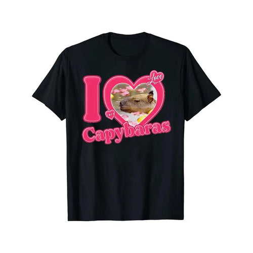 "I Love Capybaras" Men's Casual Short Sleeve Crew Neck T-Shirt Men's Tee Outfits Summer Clothing Made in USA Hoodie,...