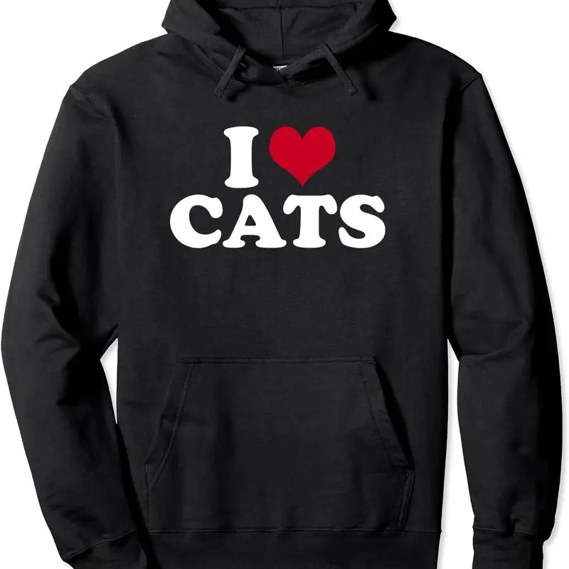 I Love Cats Funny Hoodie | Unisex Hooded Sweatshirt T-Shirts | GrindPrints.com