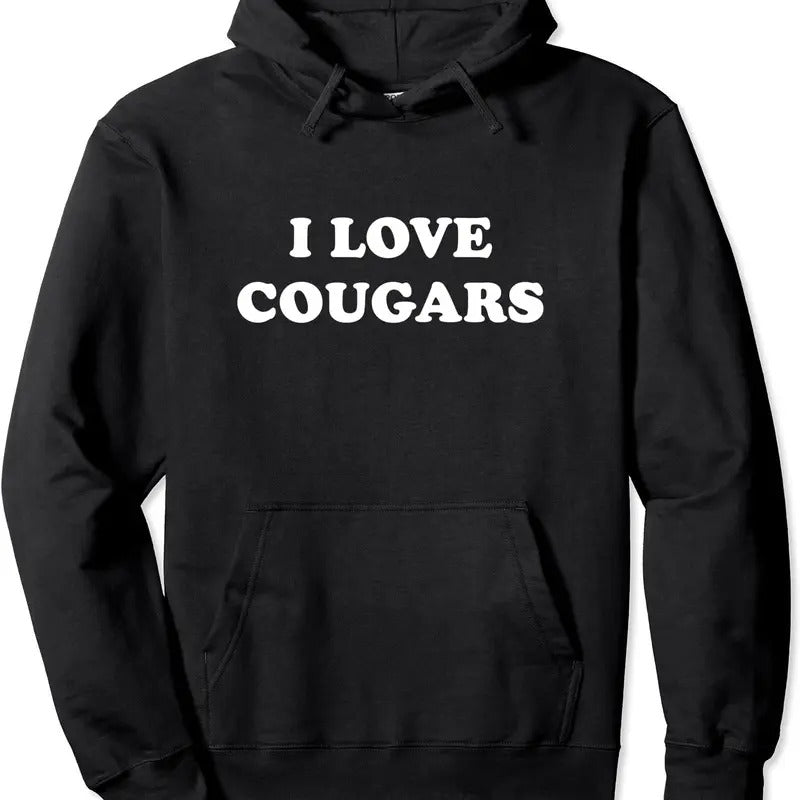 I Love Cougars Funny Pullover Hoodie | Unisex Hooded Sweatshirt T-Shirts | GrindPrints.com