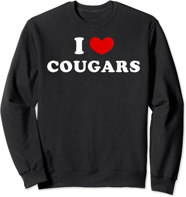 I Love Cougars Shirt, I Heart Cougars Unisex Crewneck Sweatshirt Hoodie | GrindPrints.com