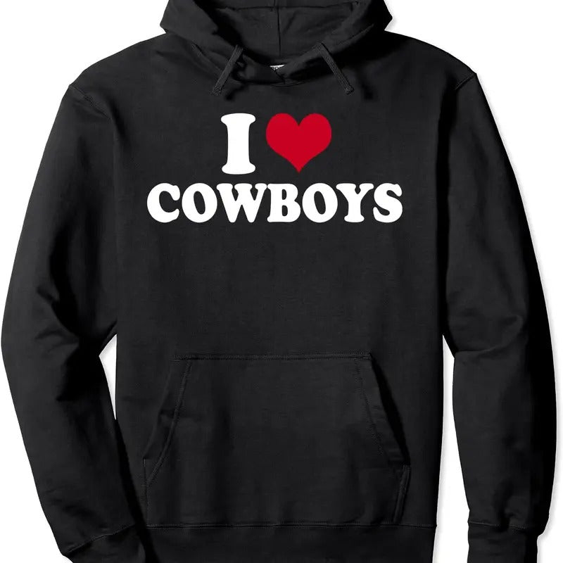 I Love Cowboys Pullover Hoodie | Unisex Hooded Sweatshirt T-Shirts | GrindPrints.com