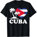I Love Cuba Cuban Flag Palm Hispanic Heritage Month Heart Made USA T-Shirts, Hoodie, Sweatshirt