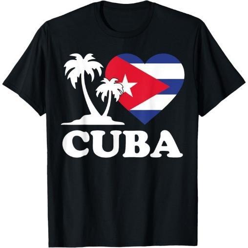 I Love Cuba Cuban Flag Palm Hispanic Heritage Month Heart Made USA T-Shirts, Hoodie, Sweatshirt