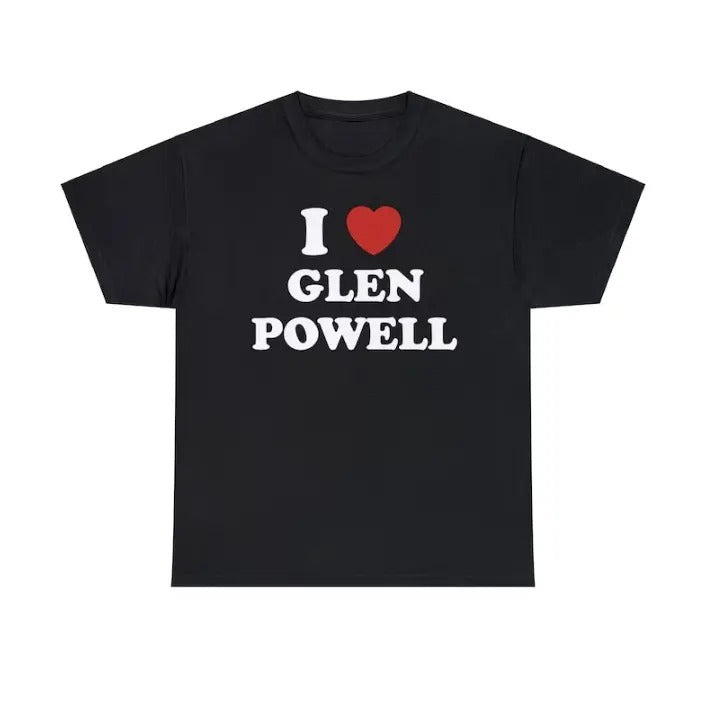 I Love Glen Powell Unisex Tee, Glen Powell Shirt Menswear Top Hoodie, Sweatshirt | GrindPrints.com