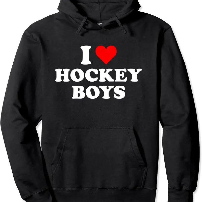 I Love Hockey Boys Pullover Hoodie | Unisex Hooded Sweatshirt T-Shirts | GrindPrints.com