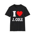 I Love J Cole T-Shirt, Trendy Graphic Tee, Music Fan Shirt, Red Heart Tee Unisex Fashion Top J Cole Music Album Rap Hip...