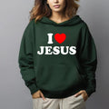 I Love Jesus Hoodie Casual Street Style Fleece Fabric Pullover Sweatshirt Tops for Women for Men, Perfect Gift T-Shirts