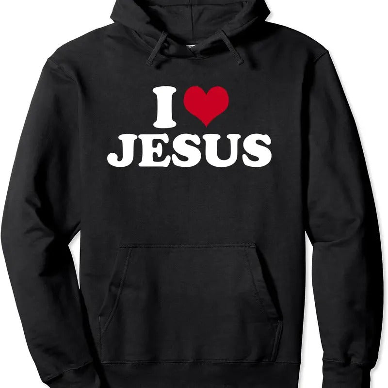 I Love Jesus Pullover Hoodie | Unisex Hooded Sweatshirt T-Shirts | GrindPrints.com