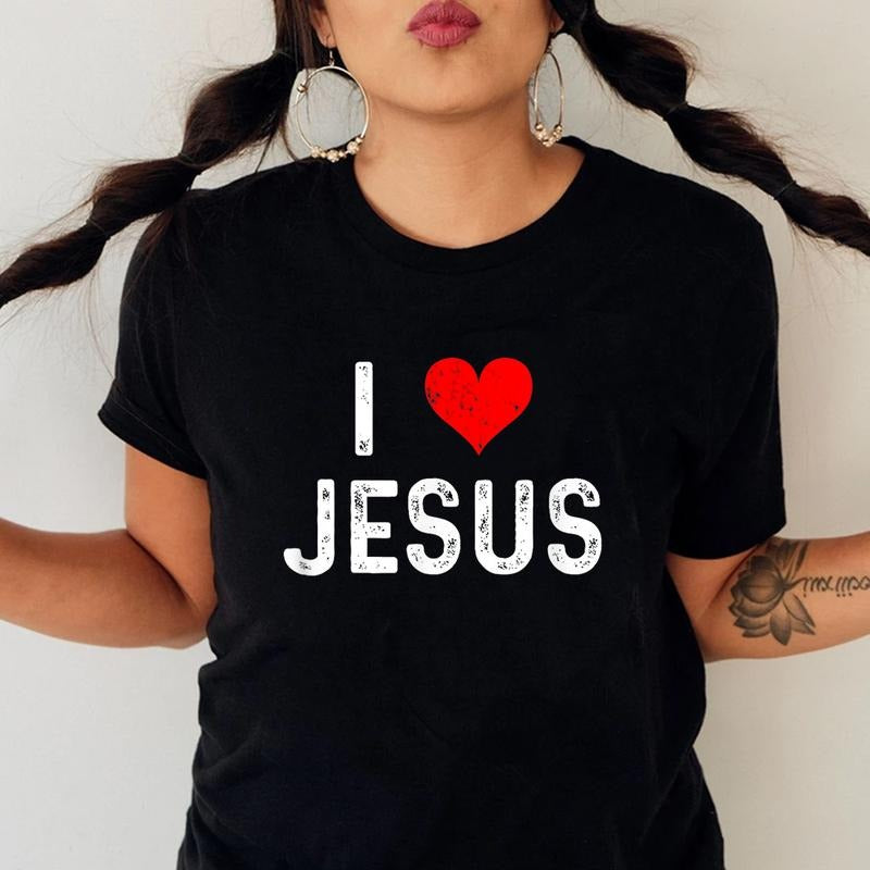 I Love Jesus Tee Pure Cotton Casual Style Crew Neck Short Sleeve T-Shirt Tops Trendy for Unisex, Hoodie, Sweatshirt