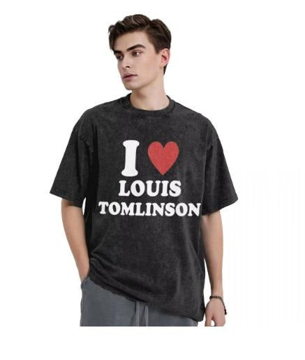I Love Louis Tomlinsons T Shirt Beach English Singer Retro T-Shirts 2024 Casual Fashion Tee Shirt For Men Short-Sleeved...