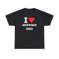 I Love Midwest Emo T-shirt, I Heart Band Tee, Gift For Him, Gift For Her, Menswear Cotton Classic Casual Basic Short...