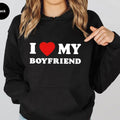 I Love My Boyfriend Hoodie Casual Street Style Fleece Fabric Pullover Sweatshirt Gifts for Boyfriend T-Shirts