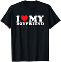 I Love My Boyfriend I Heart My Boyfriend BF T-Shirt Lovers Gift Black Casual Crew Neck Cotton Tee Girlfriend...