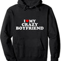 I Love My Crazy Boyfriend BF - Red Heart Pullover Hoodie | Unisex Hooded Sweatshirt T-Shirts | GrindPrints.com