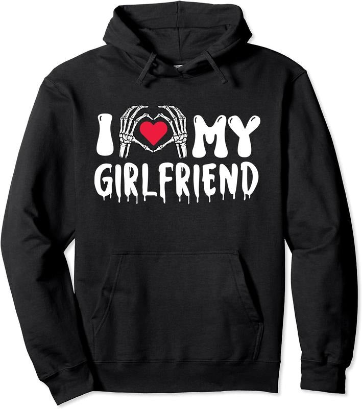 I Love My Girlfriend Halloween Pullover Hoodie | Unisex Hooded Sweatshirt T-Shirts | GrindPrints.com