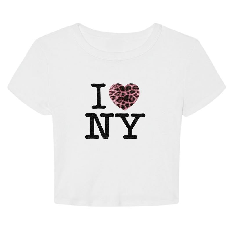 I Love NY Pink Leopard Y2K Aesthetic Graphic Summer T-Shirt Hoodie, Sweatshirt | GrindPrints.com