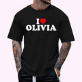 I Love Olivia - Heart T-Shirt , Unisex Cotton 100%, Top Menswearstyle{n002}2 Hoodie, Sweatshirt | GrindPrints.com