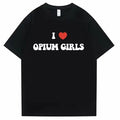 I Love Opium Girls Graphic Tshirt Rapper Playboi Carti T-shirts Men Women Hip Hop Rap Oversized T-shirt Men's Pure Cotton...