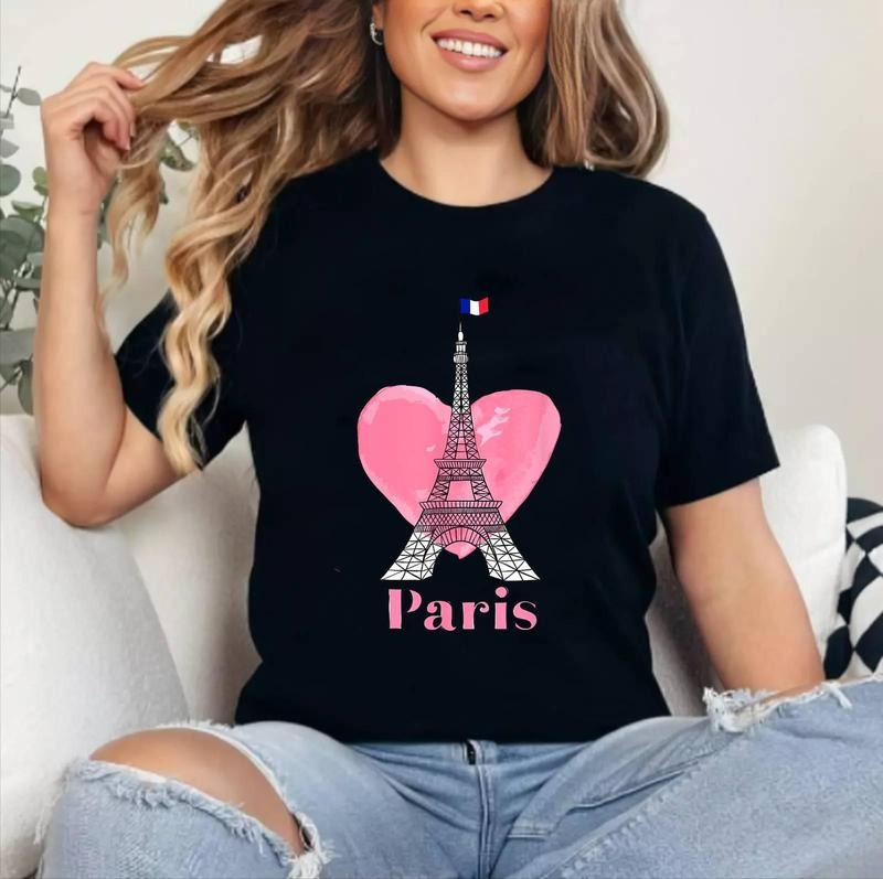 I Love Paris Eiffel Tower France Gift T-Shirt | Cotton 100%, Crewneck, Top Womenswear Hoodie, Sweatshirt | GrindPrints.com