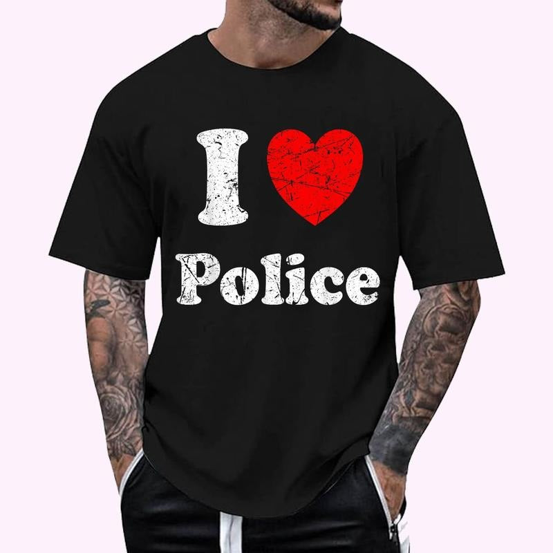 I Love Police Graphic T-Shirt