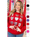 I Love You Sequin Valentine Heart Graphic Sweatshirt T-Shirts, Hoodie | GrindPrints.com