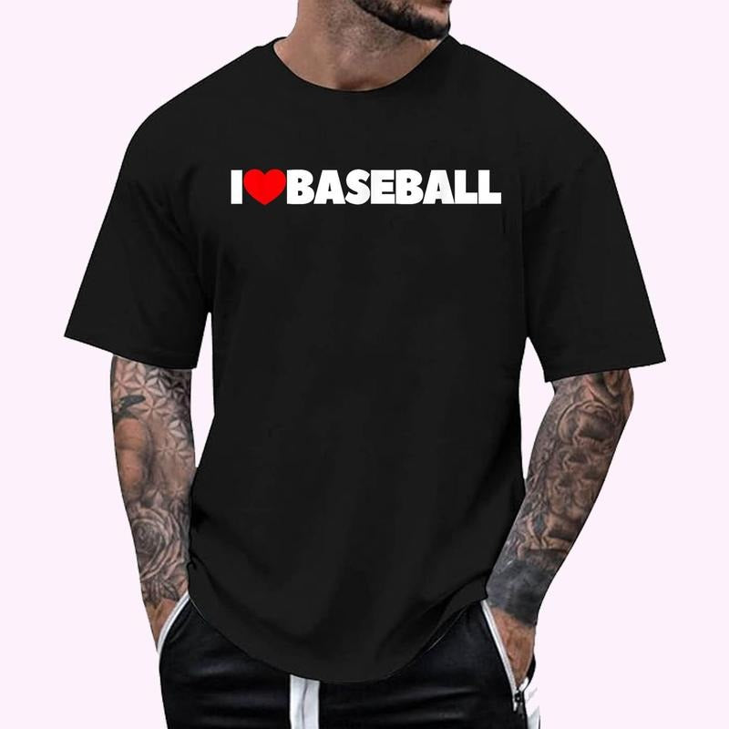 I Love (Heart) Baseball T-Shirt , Unisex Cotton 100%, Top Menswear Hoodie, Sweatshirt | GrindPrints.com