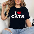 I Love (Heart) Cats T-Shirt | Cotton 100%, Crewneck, Top Womenswear Hoodie, Sweatshirt | GrindPrints.com