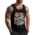 I Run On Sunshine & Iced Coffee Summer Vacation Matching Unisex Tank Top, Cotton, Size S-3XL Classic Fabric T-Shirts,...