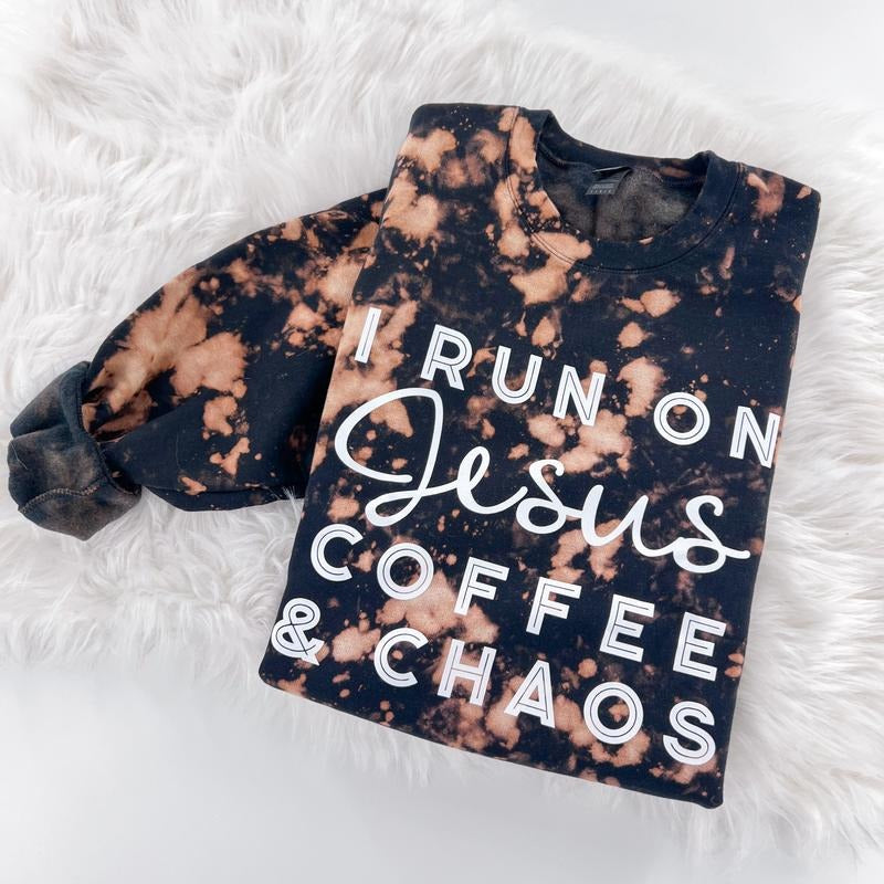 I Run Jesus Coffee Chaos Marbled Comfy Womenswear Tops T-Shirts, Hoodie, Sweatshirt
