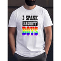 I SPANK NAUGHTY Pattern Print Men's Casual Short Sleeve Round Neck T-Shirt, Breathable Trend Exquisite Soft Short Sleeve...