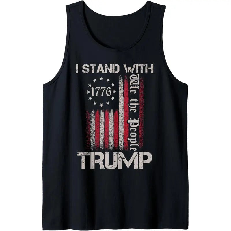 I Stand With Trump American Flag Men Woman USA Vintage Tee Tank Top made in USA Hoodie, Sweatshirt | GrindPrints.com