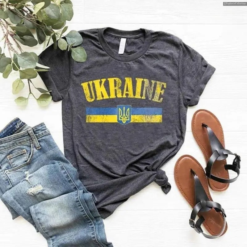 I Stand With Ukraine Flag T-Shirt, Proud Ukrainian Shirt, Ukrainian Patriotic TShirt, Support Ukraine Tees, Freedom...