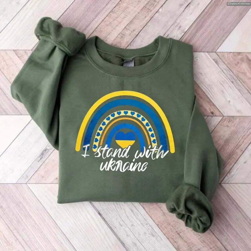 I Stand With Ukraine T-Shirt For Women Or Men, Vintage Rainbow Save Ukraine T-Shirt, Proud Ukrainian Shirt, Support Free...