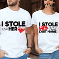 I Stole Her Heart Funny Couple Shirt Cotton Fabric Casual Streetstyle Crew Neck Short Sleeve T-Shirt for Women for Men,...