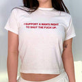 I Support A Man'S Right To Stfu Y2K Baby Tee Cute Graphic Top Trendy Baby Tee Funny Meme Viral Shirt Gift For Her Cotton...