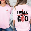 I Walk With God Graphic Tee Pure Cotton Casual Street Style Crew Neck Short Sleeve T-Shirt Tops Trendy For Women For Men,...