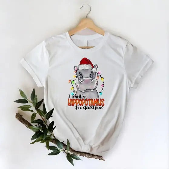 I Want Hippopotamus Shirt Hippo Lights Shirt Xmas Party Shirt Family Shirt Womenswear Womenswear T-Shirts, Hoodie, Sweatshirt