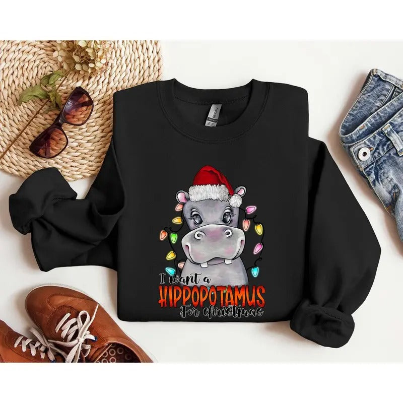 I Want a Hippopotamus for Christmas Shirt, Hippo Shirt, Christmas Hippo Shirt, Christmas Hippo Sweatshirt, Hippo Family...