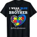 I Wear Blue For My Brother Autism Awareness T-Shirt | Unisex Cotton Tee, Size S-3XL Hoodie, Sweatshirt | GrindPrints.com