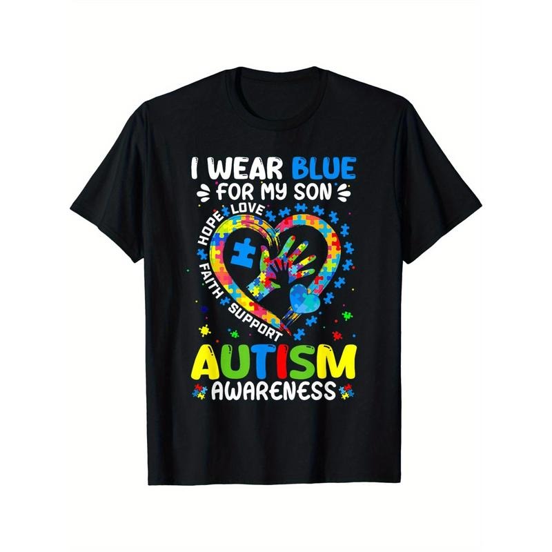 I Wear Blue For My Son Heart Mom Dad Autism Awareness T-Shirt Hoodie, Sweatshirt | GrindPrints.com