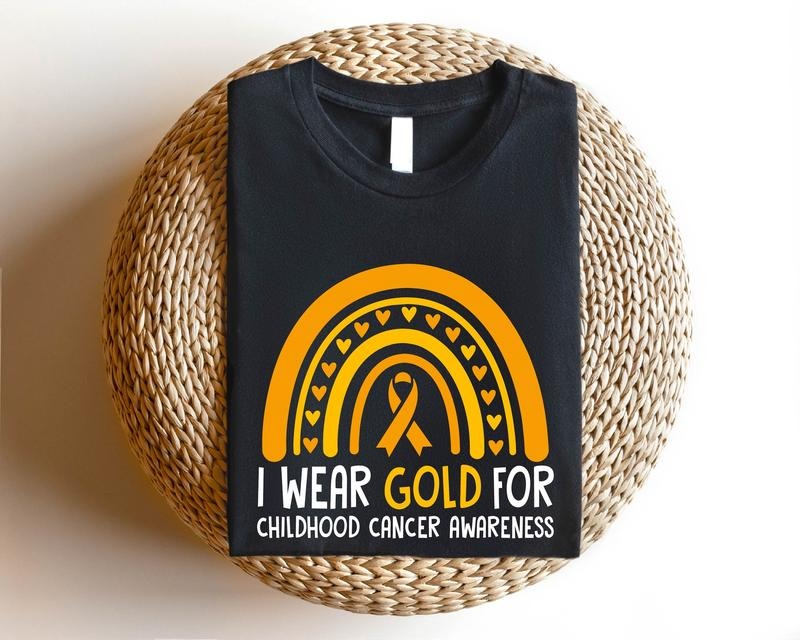 I Wear Gold For Childhood Cancer Awareness Shirt, Matching Support Shirt, Warrior Gift Tee, Pediatric Oncology Nurse...