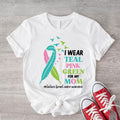 I Wear Teal Pink Green For Mom Shirt, Cancer Support T-Shirt, Mom Cancer Survivor Gift Tee, Cancer Ribbon Tee, Metastatic...
