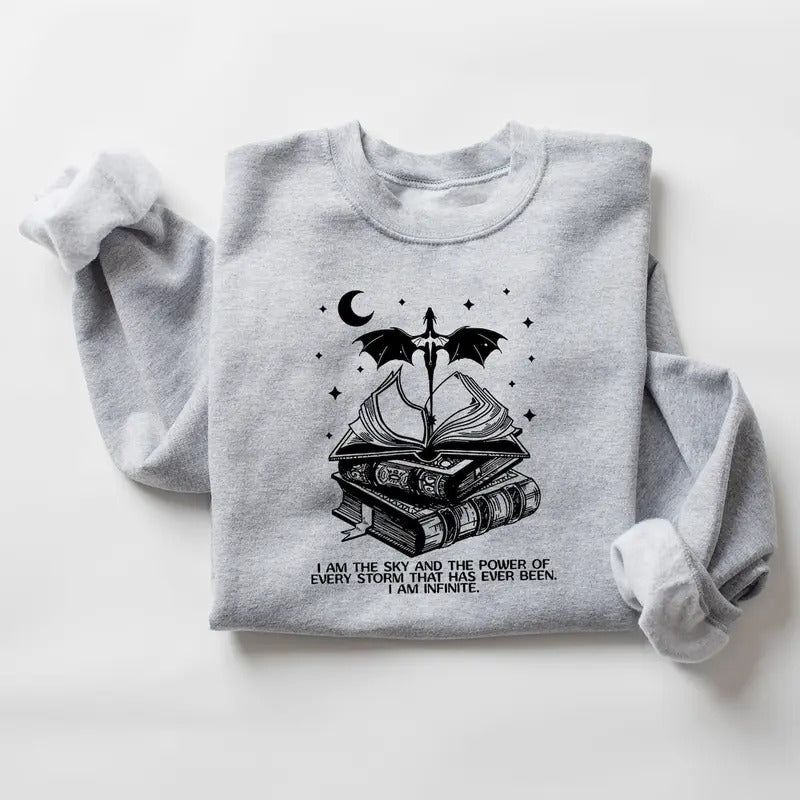 I am the Sky Sweatshirt, Vintage Basgiath War College Shirt, Fourth Wing T-Shirt, Dragon Rider Violet Sorrengail, Bookish...