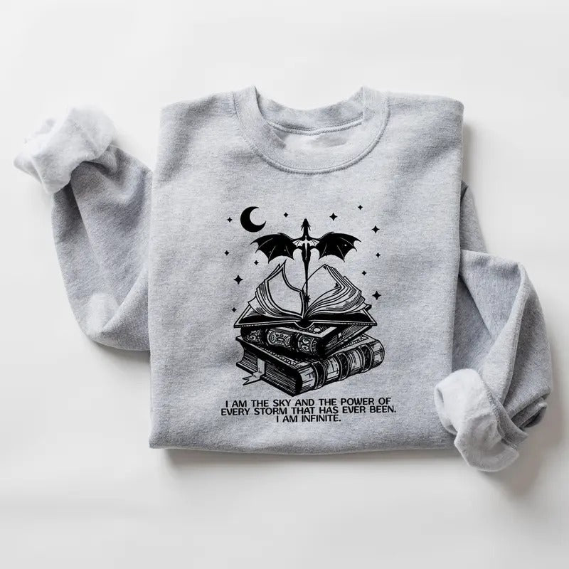 I am the Sky Unisex Cotton Classic Sweatshirt, Vintage Basgiath War College Shirt, Fourth Wing Sweater, Dragon Rider...
