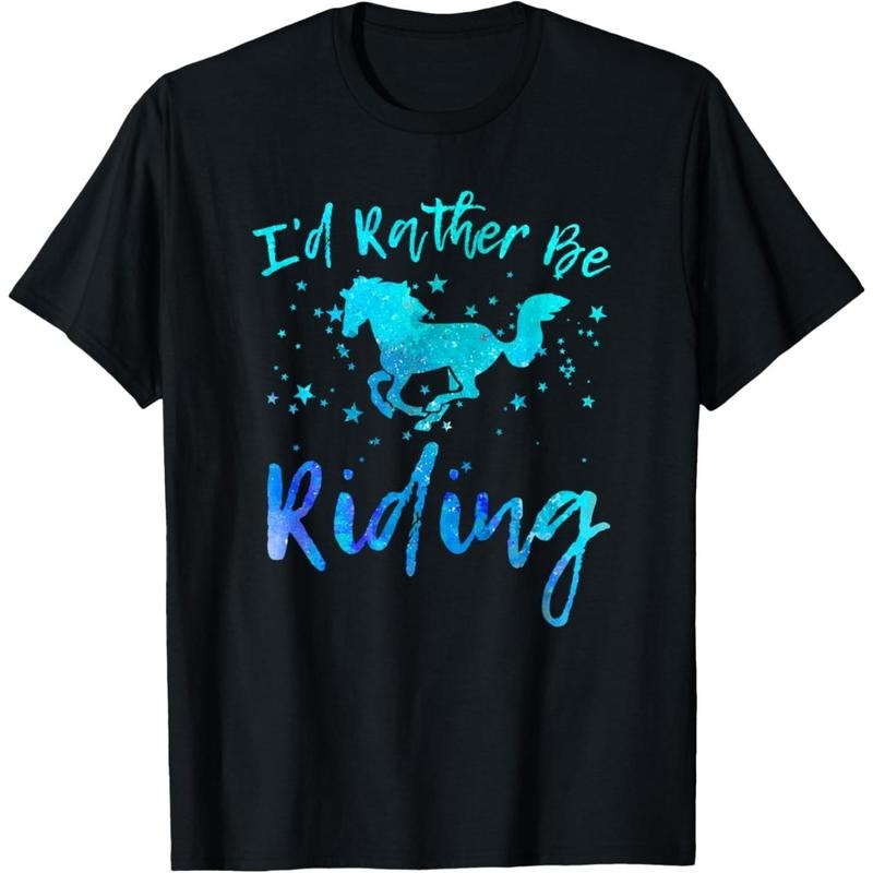 I'd Rather Be Riding Funny Horse Equestrian Rider Graphic T-Shirt made in usa Hoodie, Sweatshirt | GrindPrints.com